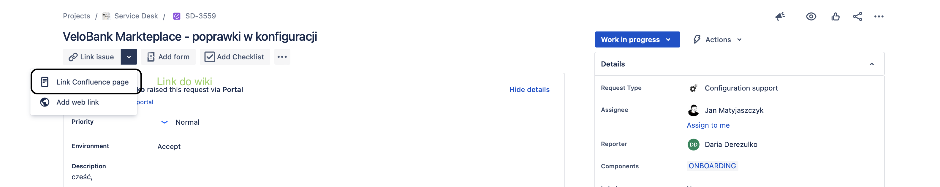 Issue link confluence